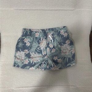Chubbies Blue and Pink Hybrid Swim Shorts with Tropical Floral Design